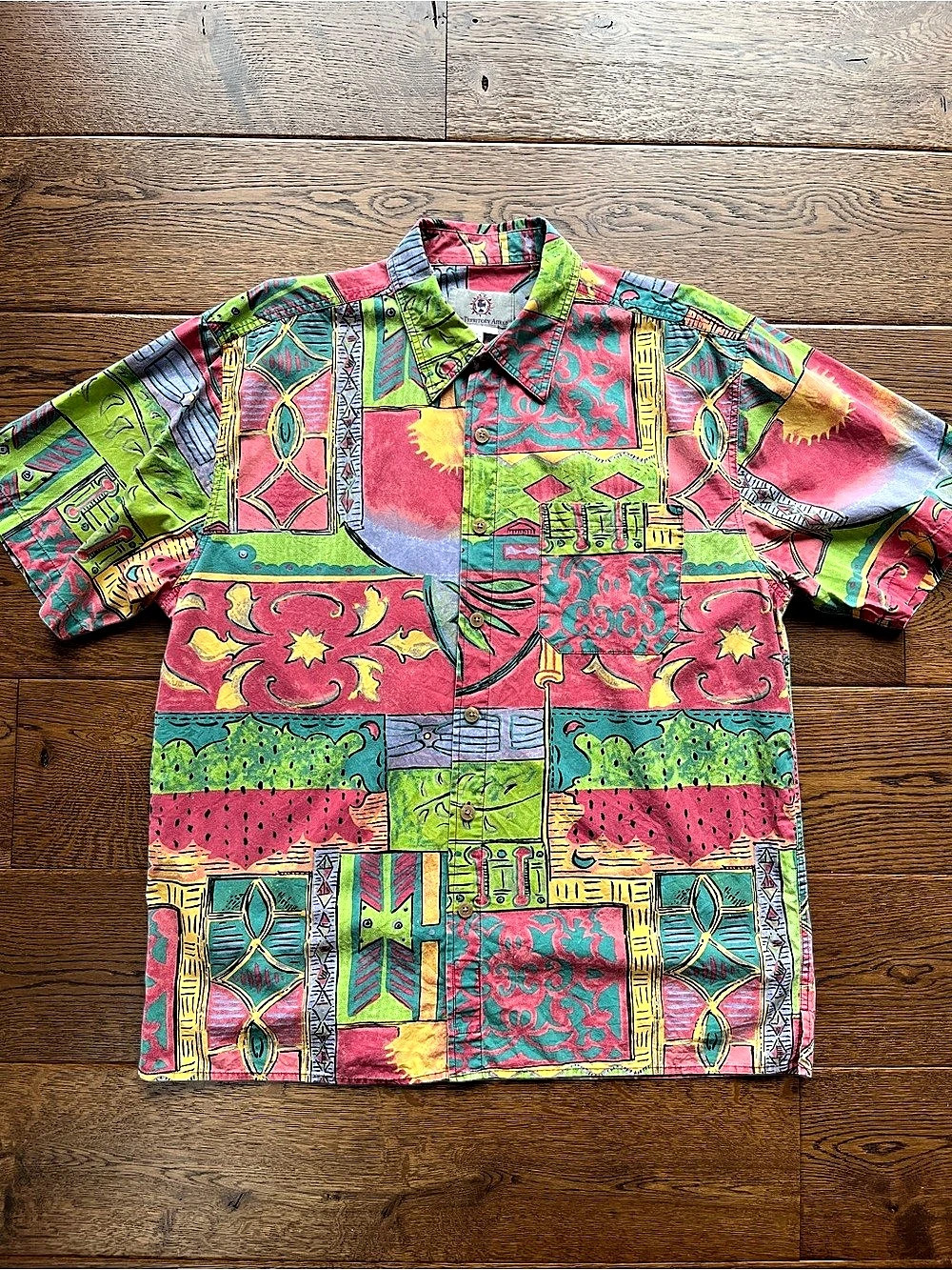 Vintage The Territory Ahead Men's Short Sleeve Button Down Shirt XL
